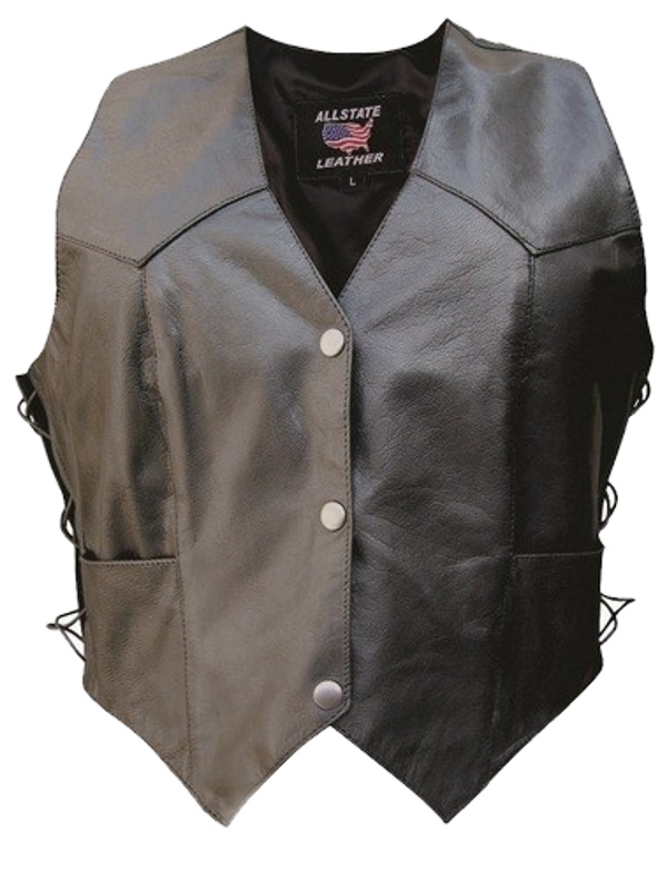 (image for) Ladies naked buffalo leather vest with side laces